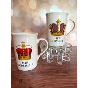 Set of 2 His Lordship & Her Ladyship Fine China Mugs – Lesser & Pavey 2015 – Eng